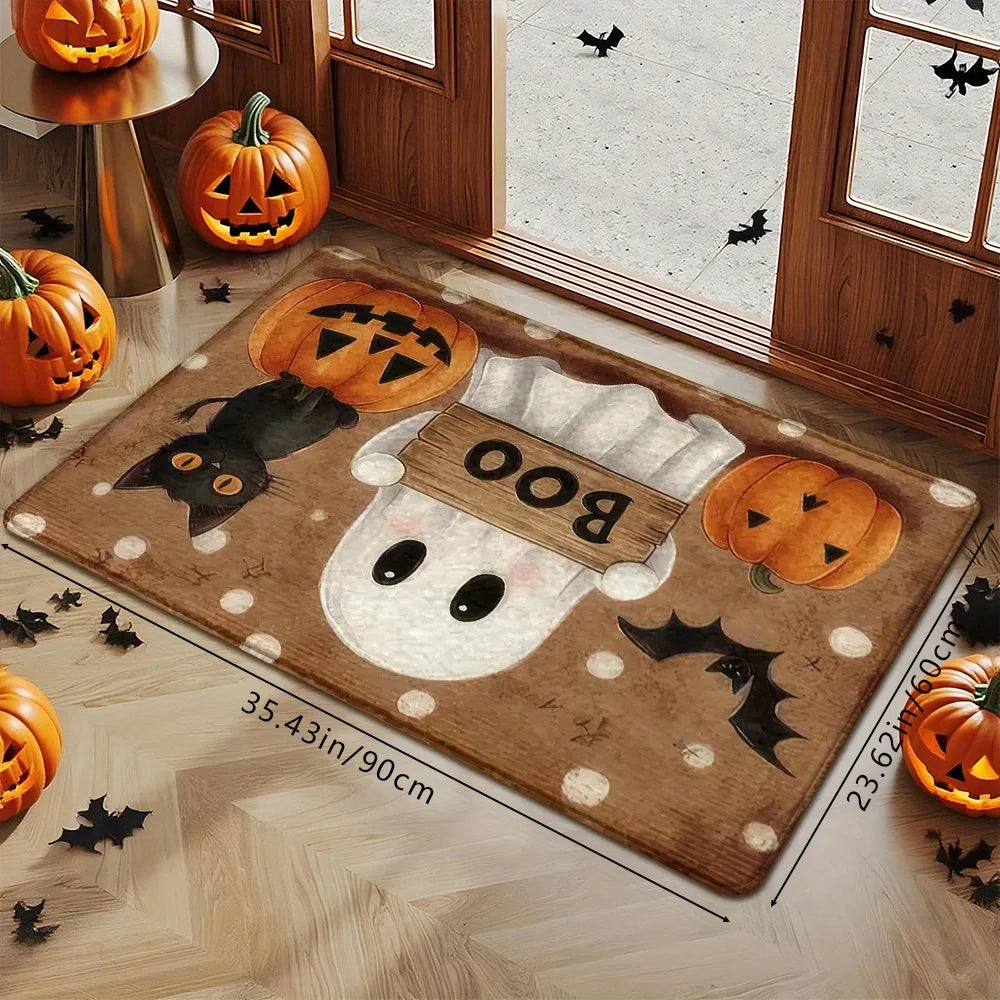 VIKAMA Halloween Pumpkin Ghost Carpet Kitchen Rug Bathroom Carpet for Live Room Sofa Carpet Doormat Rmat Bedside Rugs Home Decor