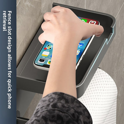 Wall-Mounted Tissue & Paper Roll Holder – No-Drill Bathroom Storage Rack, Single & Double Layer