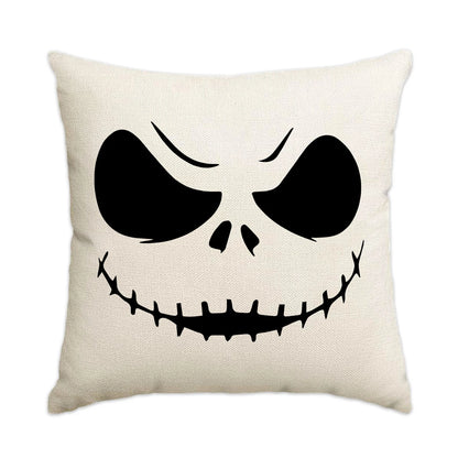 1pc/4pcs Halloween Pillow Cover, Halloween Horror Expressions Home Decoration Living Room Sofa Cushion Cover