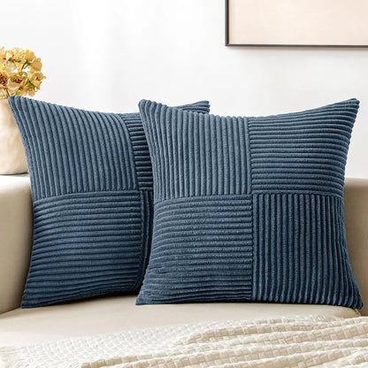 Rust Boho Decorative Throw Pillow Covers 18x18 Inch for Couch Bed Sofa, Farmhouse Fall Home Decor, Soft Corss Corduroy Patchwork