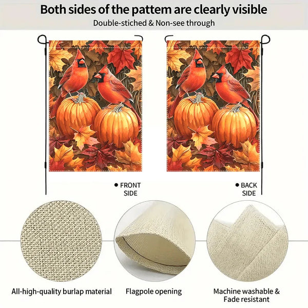 Autumn Cardinals & Pumpkin Garden Flag