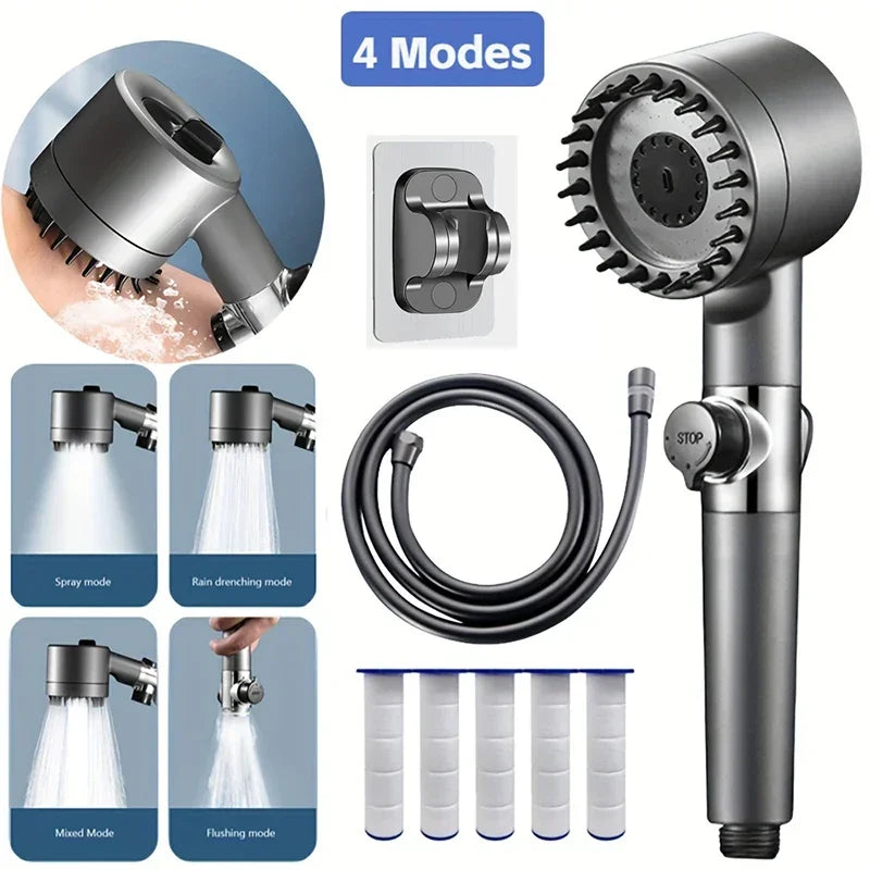 High Pressure Filtered Shower Head – 4 Spray Modes