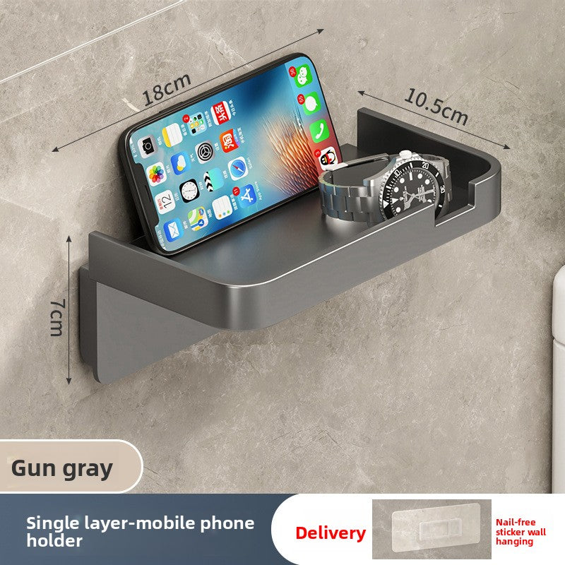 Wall-Mounted Tissue & Paper Roll Holder – No-Drill Bathroom Storage Rack, Single & Double Layer