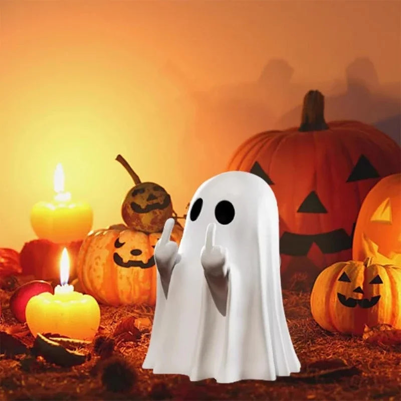 Middle Finger Ghost Statue – Funny Halloween Decor