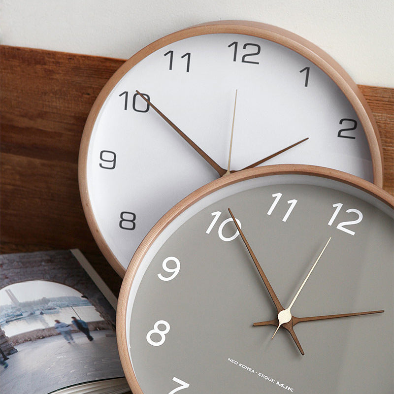 Nordic Solid Wood Wall Clock Living Room Modern Simple Creative Clock Chinese Style Bedroom Clock Stylish Distinctive Home Watch