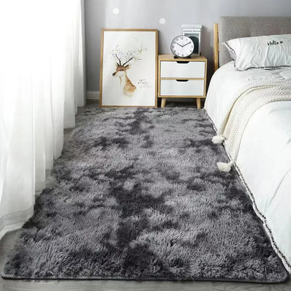 40*60CM Silk Wool Rug Girls Room Living Room Bedroom Hotel Tie-Dye Cushion Washable Dirt Resistant Carpet