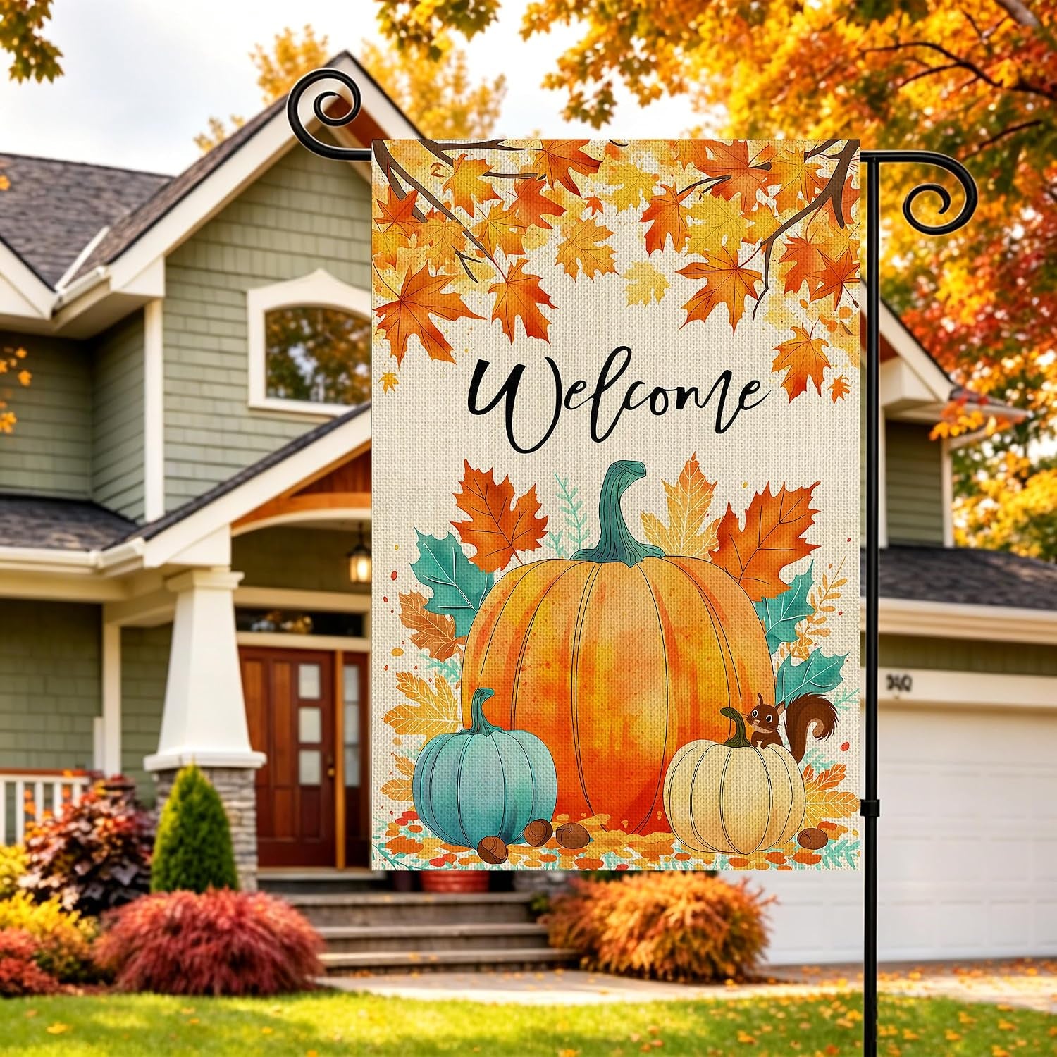 Fall Decorations Garden Flag 12X18 Inch for outside Double Sided Weather & Fade Resistant Pumpkin Welcome Fall Yard Flags Outdoor Thanksgiving Home Fall Decor