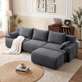 118'' Sectional Boneless Oversize Modular Couches, Curved Cloud Sectional Couches for Living Room,Rounded Corner Design L Shape Deep Seat Family Sofa with Ottoman & 3 Throw Pillows, Grey