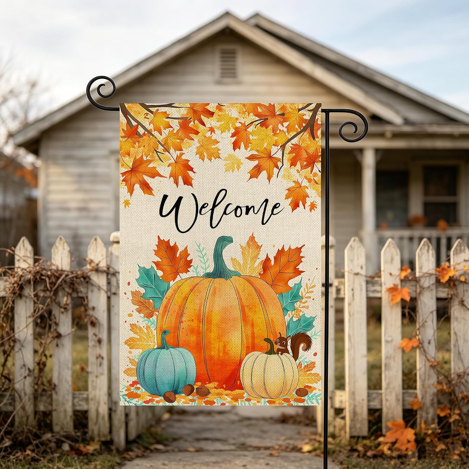 Fall Decorations Garden Flag 12X18 Inch for outside Double Sided Weather & Fade Resistant Pumpkin Welcome Fall Yard Flags Outdoor Thanksgiving Home Fall Decor