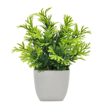 1PC Artificial Plant with Plastic Pot Fake Greenery for Home Office Desk Living Room Bedroom Decor No Maintenance Required