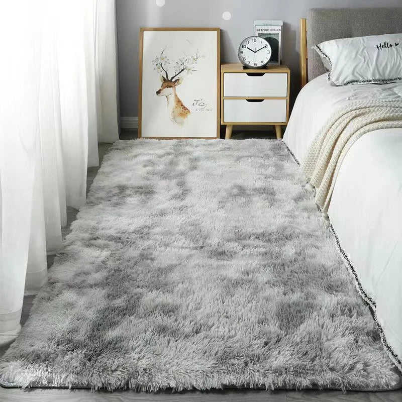 40*60CM Silk Wool Rug Girls Room Living Room Bedroom Hotel Tie-Dye Cushion Washable Dirt Resistant Carpet