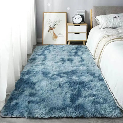 40*60CM Silk Wool Rug Girls Room Living Room Bedroom Hotel Tie-Dye Cushion Washable Dirt Resistant Carpet