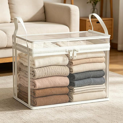 Transparent PVC Clothing Storage Box – Sealed Cube Organizer for Clothes, Underwear & More
