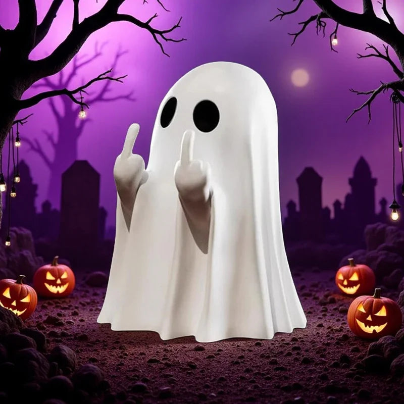 Middle Finger Ghost Statue – Funny Halloween Decor