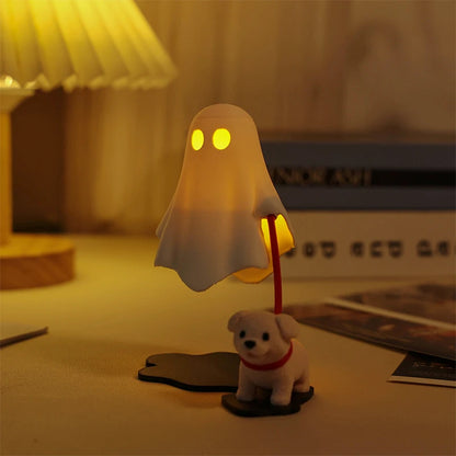 3D Printed Cute Ghost With Dog Figurine Statue Home Bedroom Desk Decoration Halloween