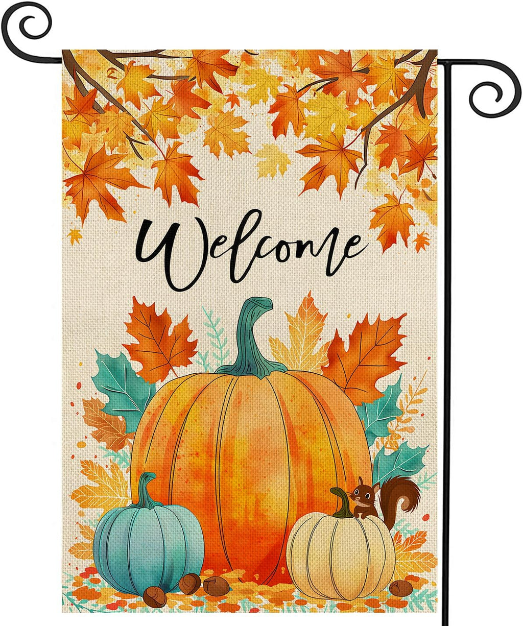 Fall Decorations Garden Flag 12X18 Inch for outside Double Sided Weather & Fade Resistant Pumpkin Welcome Fall Yard Flags Outdoor Thanksgiving Home Fall Decor