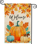 Fall Decorations Garden Flag 12X18 Inch for outside Double Sided Weather & Fade Resistant Pumpkin Welcome Fall Yard Flags Outdoor Thanksgiving Home Fall Decor