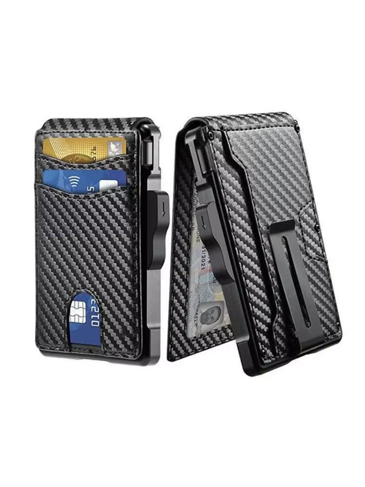 Carbon Fiber RFID-Blocking Slim Card Wallet – Minimalist Bifold with Magnetic Closure