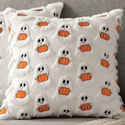 Halloween Pillow Covers,45x45,Decorative Pumpkin Pattern Pillowcase Soft Plush Faux Wool Cushions for Home Sofa Couch
