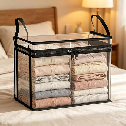Transparent PVC Clothing Storage Box – Sealed Cube Organizer for Clothes, Underwear & More