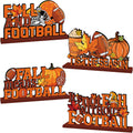 4Pcs Fall Decorations, Fall Football Theme Wooden Table Centerpiece, Gnome Pumpkin Maple Tabletop Signs for Football Game Day Party Fall Thanksgiving Party Supplies