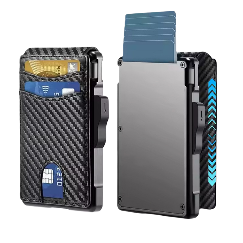 Carbon Fiber RFID-Blocking Slim Card Wallet – Minimalist Bifold with Magnetic Closure