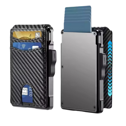 Carbon Fiber RFID-Blocking Slim Card Wallet – Minimalist Bifold with Magnetic Closure