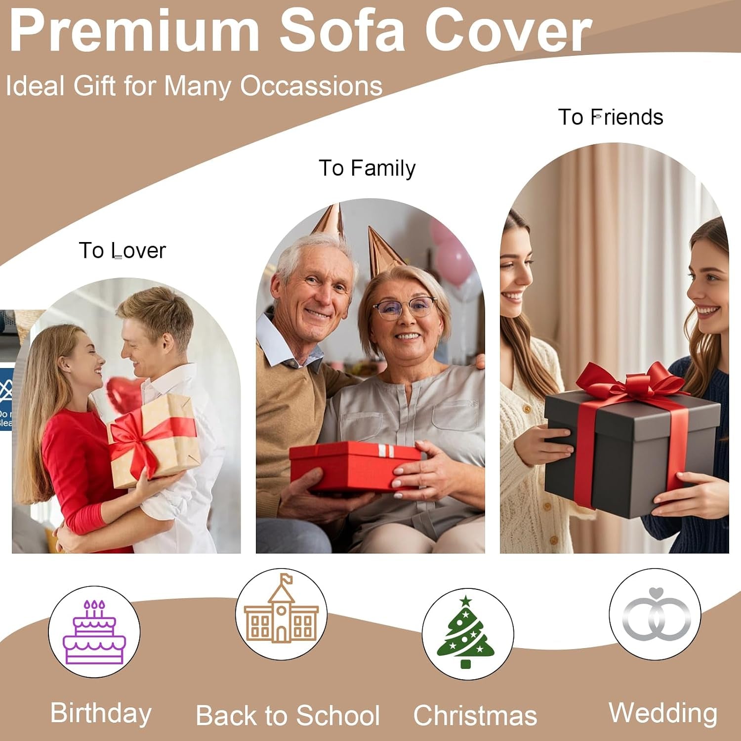 Boho White Jacquard Couch Cover Soft Couch Cover for 3 Seater Cushion Couch Sofa Bedroom Living Room Furniture Protector Sofa Cover for Couch Bed - Gift for Christmas Thanksgiving 71X134 Inch