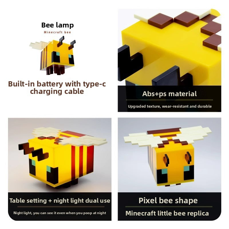 Minecraft Bee LED Night Light – Pixel Glow Lamp for Kids & Gamers