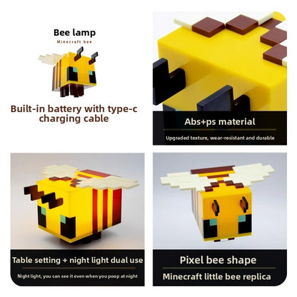 Minecraft Bee LED Night Light – Pixel Glow Lamp for Kids & Gamers