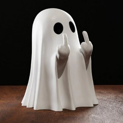 Kawaii Ghost Resin Mini Statue – Halloween Shelf & Desk Decor