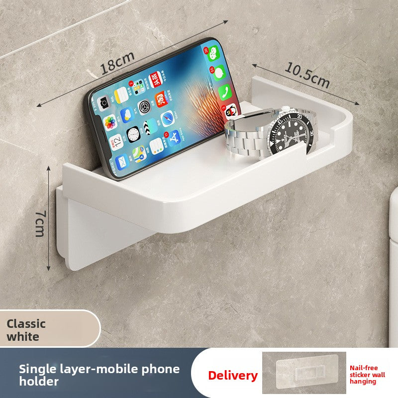 Wall-Mounted Tissue & Paper Roll Holder – No-Drill Bathroom Storage Rack, Single & Double Layer