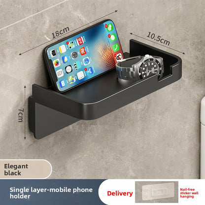 Wall-Mounted Tissue & Paper Roll Holder – No-Drill Bathroom Storage Rack, Single & Double Layer