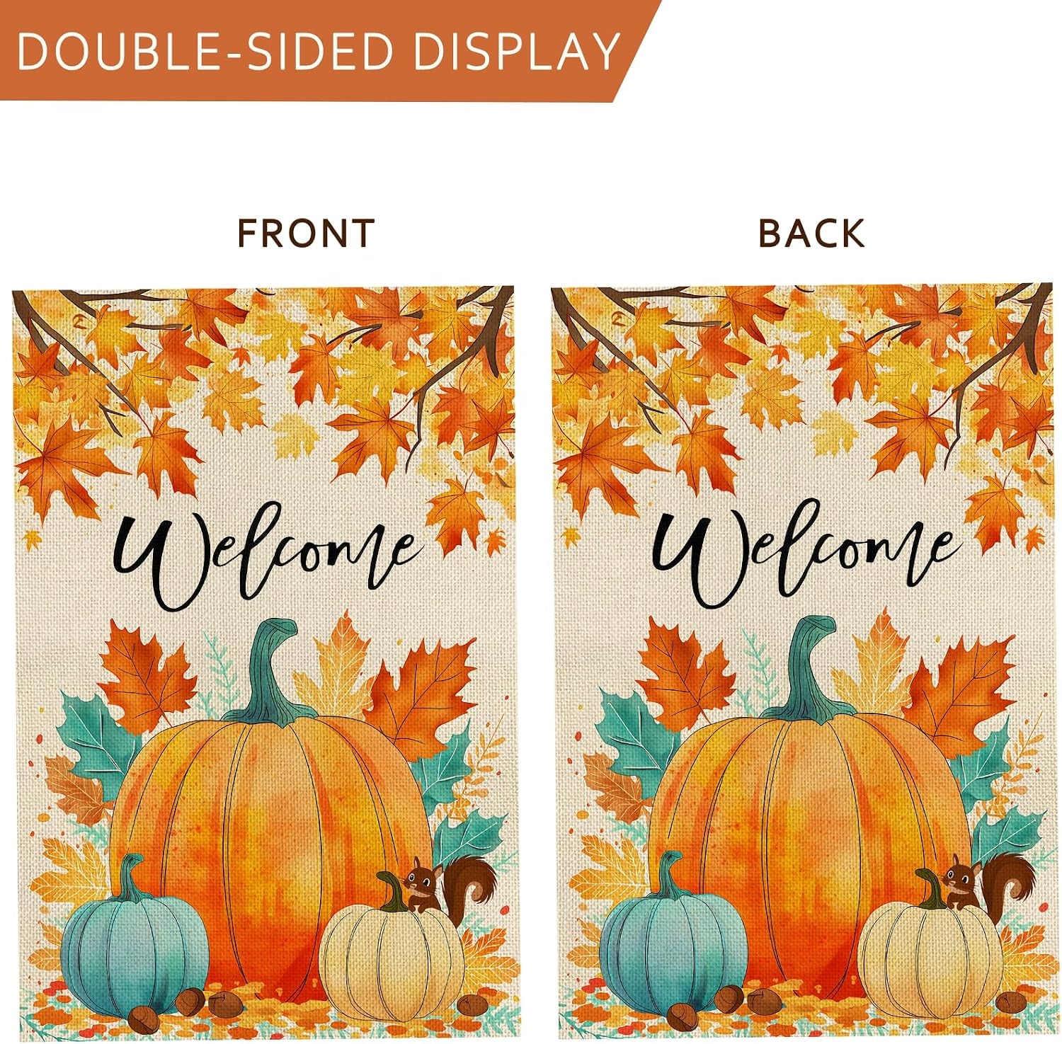 Fall Decorations Garden Flag 12X18 Inch for outside Double Sided Weather & Fade Resistant Pumpkin Welcome Fall Yard Flags Outdoor Thanksgiving Home Fall Decor