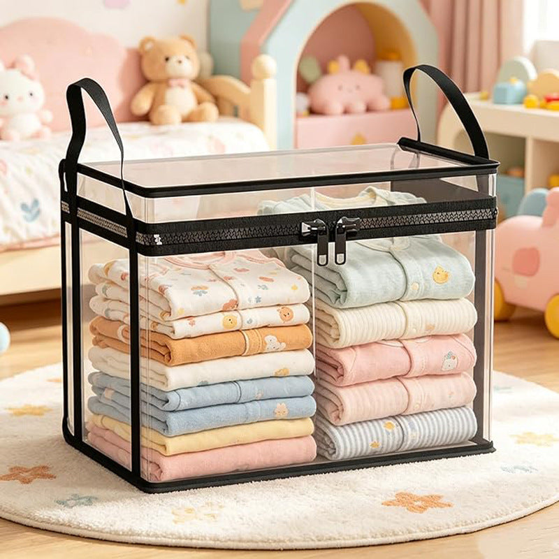 Transparent PVC Clothing Storage Box – Sealed Cube Organizer for Clothes, Underwear & More