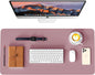 Leather Desk Pad Protector, Waterproof Mouse Pad, PU Desk Mat, Office Desk Cover, Desk Writing Mat for Office/Home/Work/Cubicle (Purple/Pink) 23.7X13.8 In
