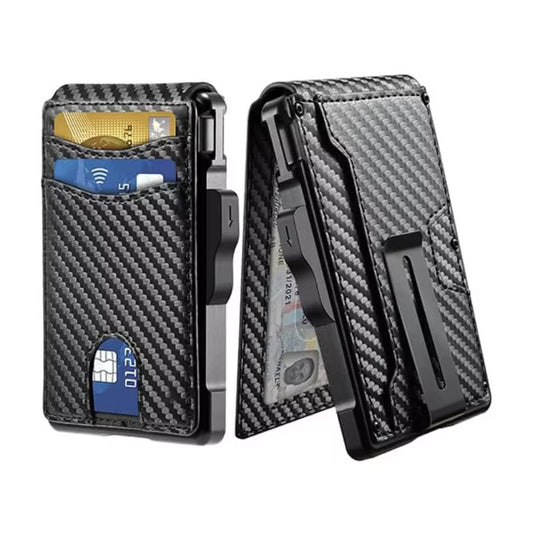 Carbon Fiber RFID-Blocking Slim Card Wallet – Minimalist Bifold with Magnetic Closure