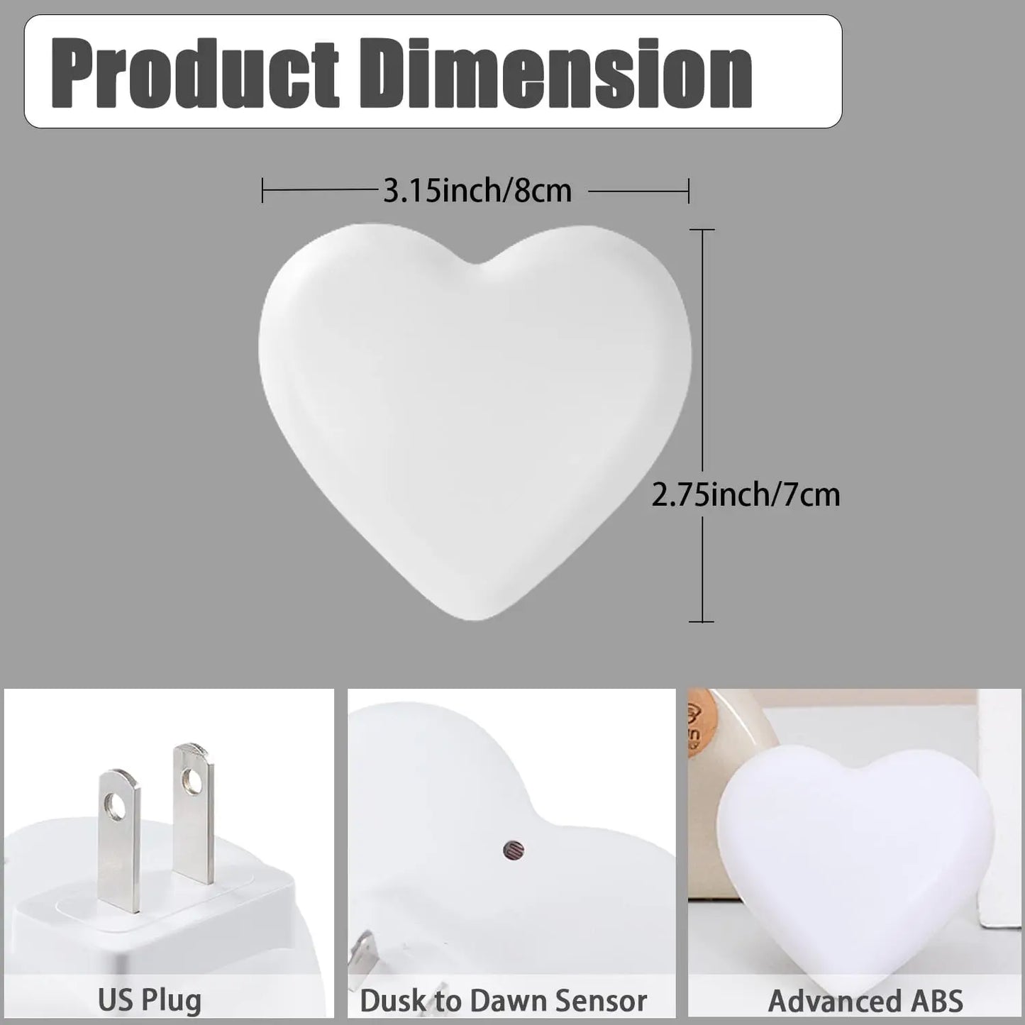 Night Light Plug into Wall, LED Cute Nightlight with Auto Dusk to Dawn Sensor, Soft Warm Light for Kids Bedroom Nursery Bathroom
