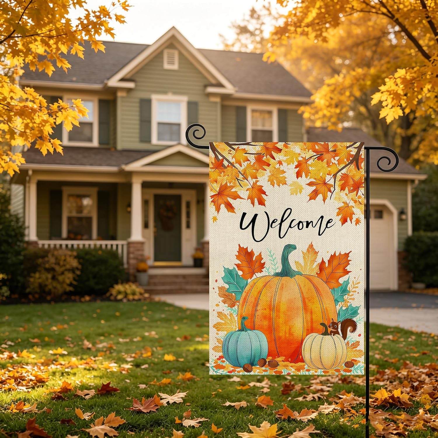 Fall Decorations Garden Flag 12X18 Inch for outside Double Sided Weather & Fade Resistant Pumpkin Welcome Fall Yard Flags Outdoor Thanksgiving Home Fall Decor