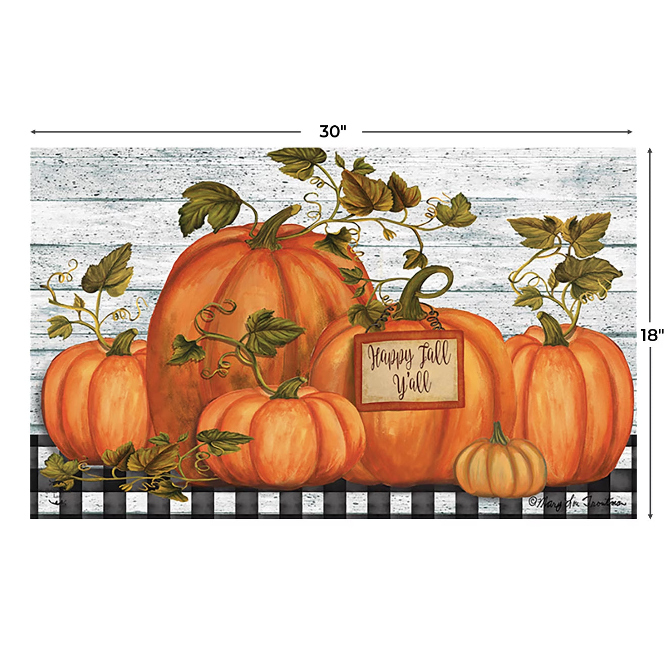 Doormat 30X18 Indoor Outdoor Happy Fall Y'All Farmhouse Primitive for Fall Doormat