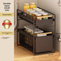Pull-Out Cabinet Organizer Shelf with Drainage Basket – Carbon Steel Kitchen Storage Rack