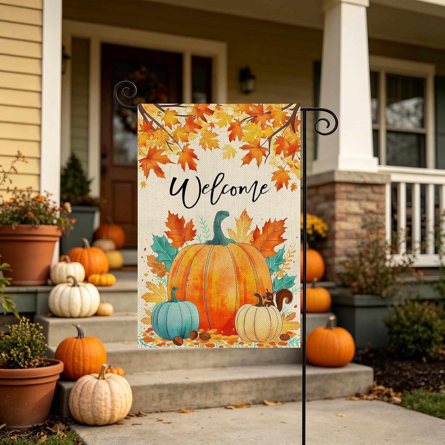 Fall Decorations Garden Flag 12X18 Inch for outside Double Sided Weather & Fade Resistant Pumpkin Welcome Fall Yard Flags Outdoor Thanksgiving Home Fall Decor