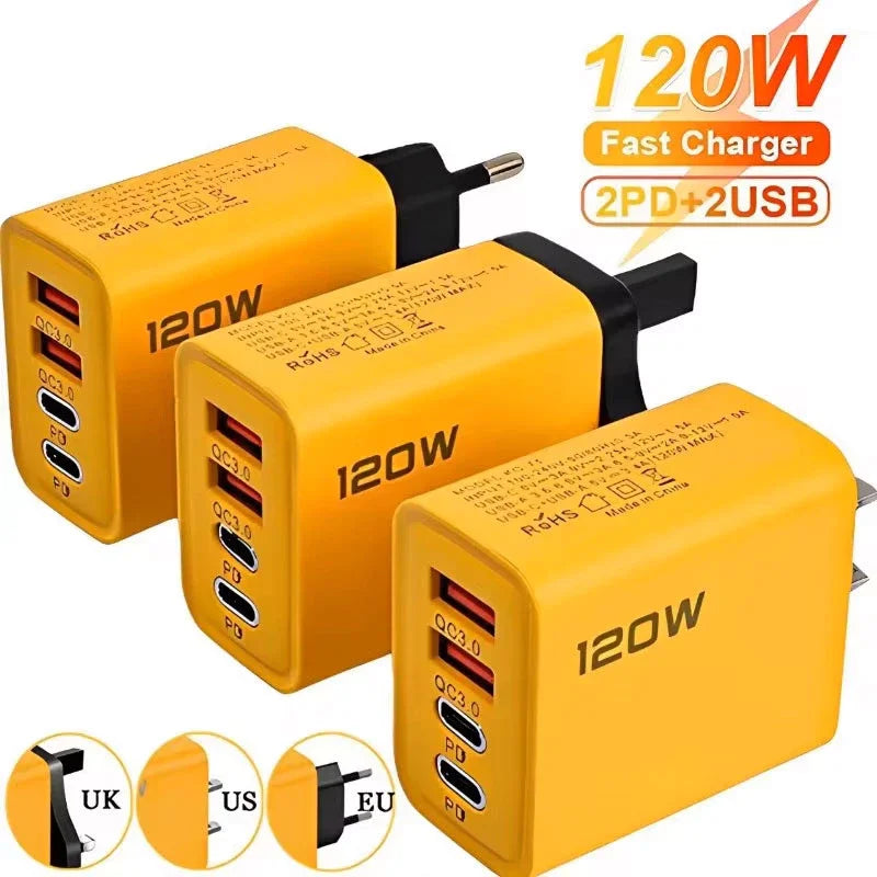 4-Port USB-C PD Fast Charger with Quick Charge 3.0 – Universal Charging Adapter for iPhone, Samsung & More
