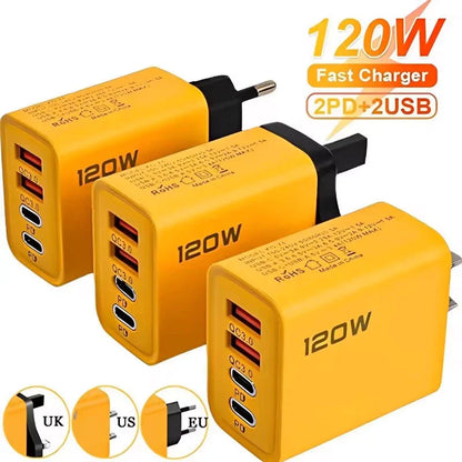 4-Port USB-C PD Fast Charger with Quick Charge 3.0 – Universal Charging Adapter for iPhone, Samsung & More
