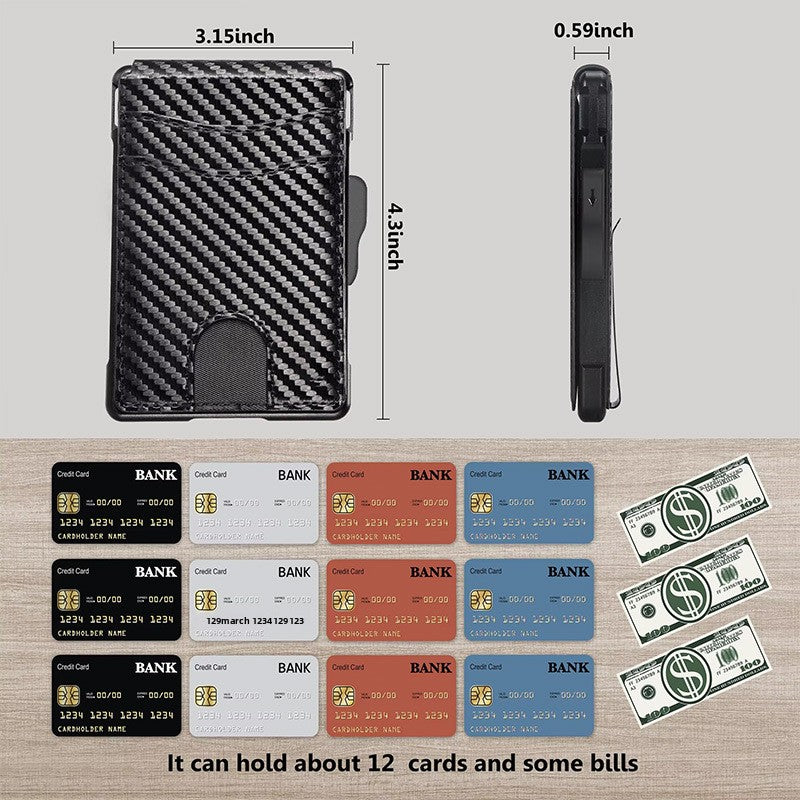 Carbon Fiber RFID-Blocking Slim Card Wallet – Minimalist Bifold with Magnetic Closure
