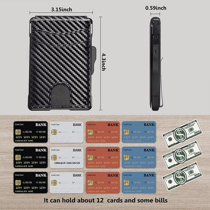 Carbon Fiber RFID-Blocking Slim Card Wallet – Minimalist Bifold with Magnetic Closure