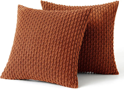 Fall Decorative Throw Pillow Covers Soft Corduroy Boho Striped Pillow Covers Pillowcases Farmhouse Home Decor for Couch Bed Sofa