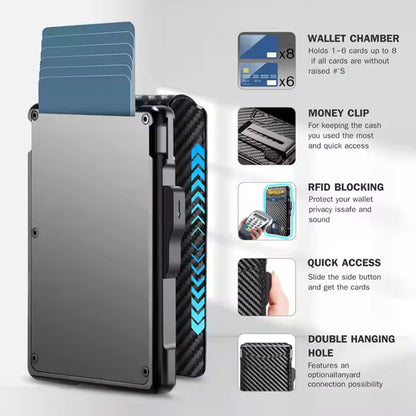 Carbon Fiber RFID-Blocking Slim Card Wallet – Minimalist Bifold with Magnetic Closure