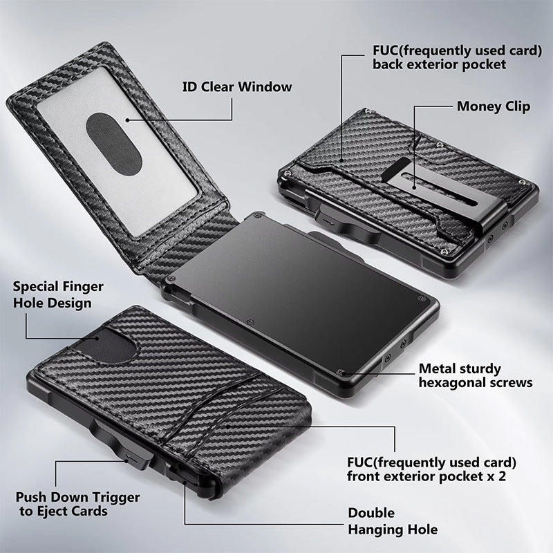 Carbon Fiber RFID-Blocking Slim Card Wallet – Minimalist Bifold with Magnetic Closure