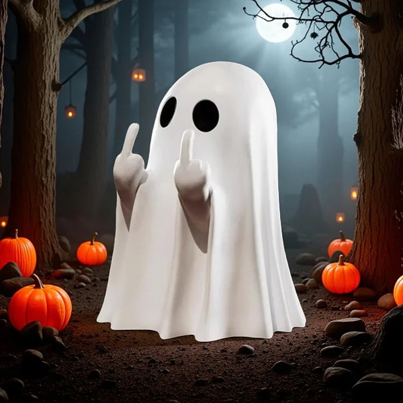 Middle Finger Ghost Statue – Funny Halloween Decor